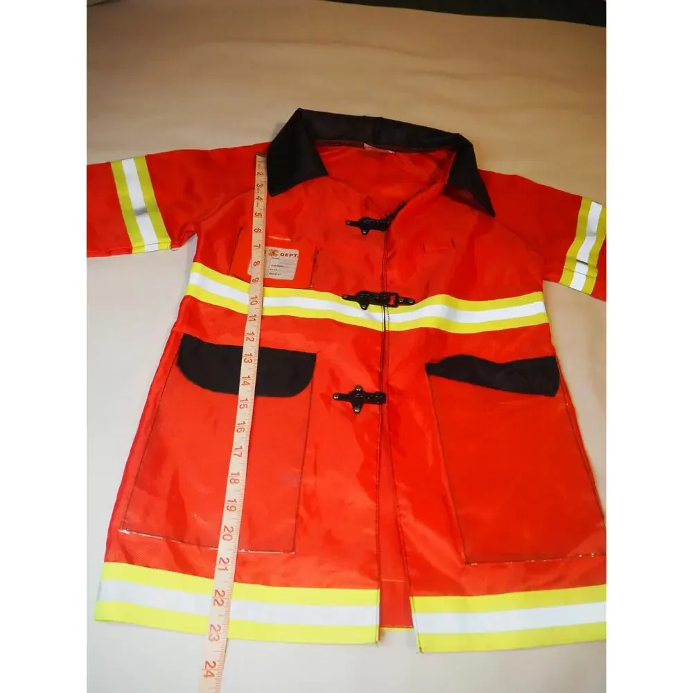 Kids Firefighter Dress Up Jacket Fire Dept Costume Pretend Play Halloween Coat